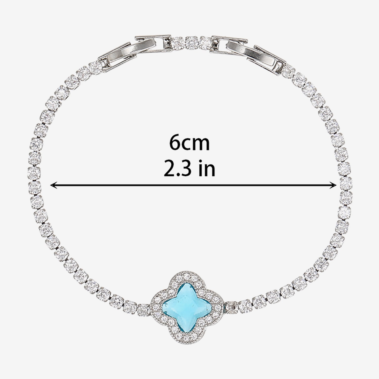 Womens Simulated Blue Cubic Zirconia Round 7 Inch Tennis Bracelet
