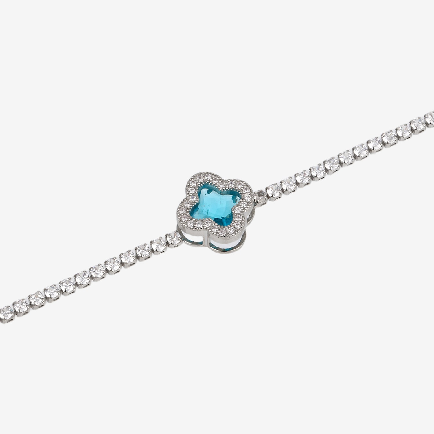 Womens Simulated Blue Cubic Zirconia Round 7 Inch Tennis Bracelet