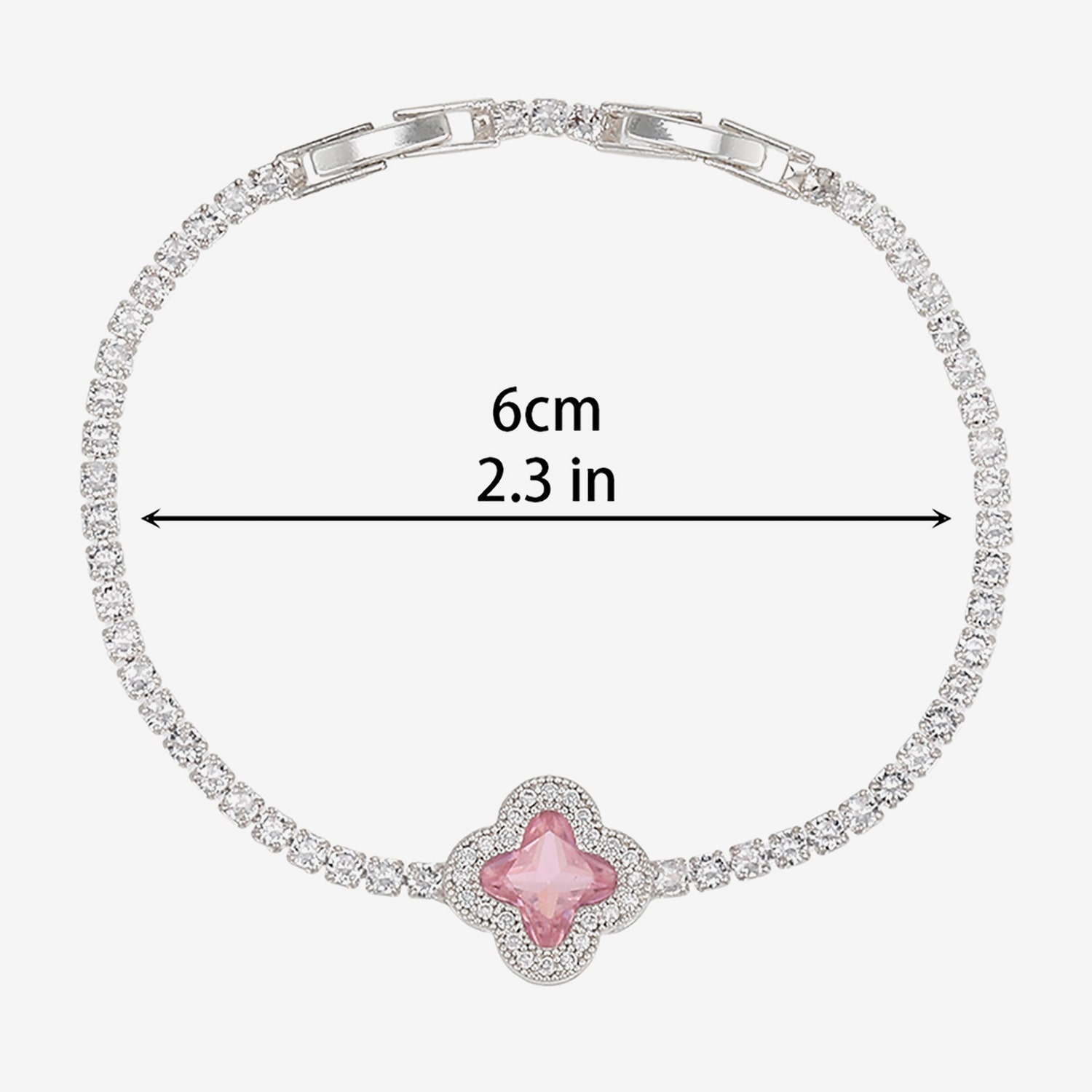 Womens Simulated Pink Cubic Zirconia Round 7 Inch Tennis Bracelet