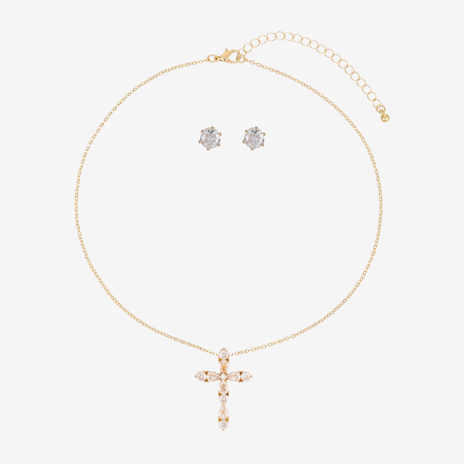 Womens Simulated Cubic Zirconia Cross 2-pc. Necklace Set