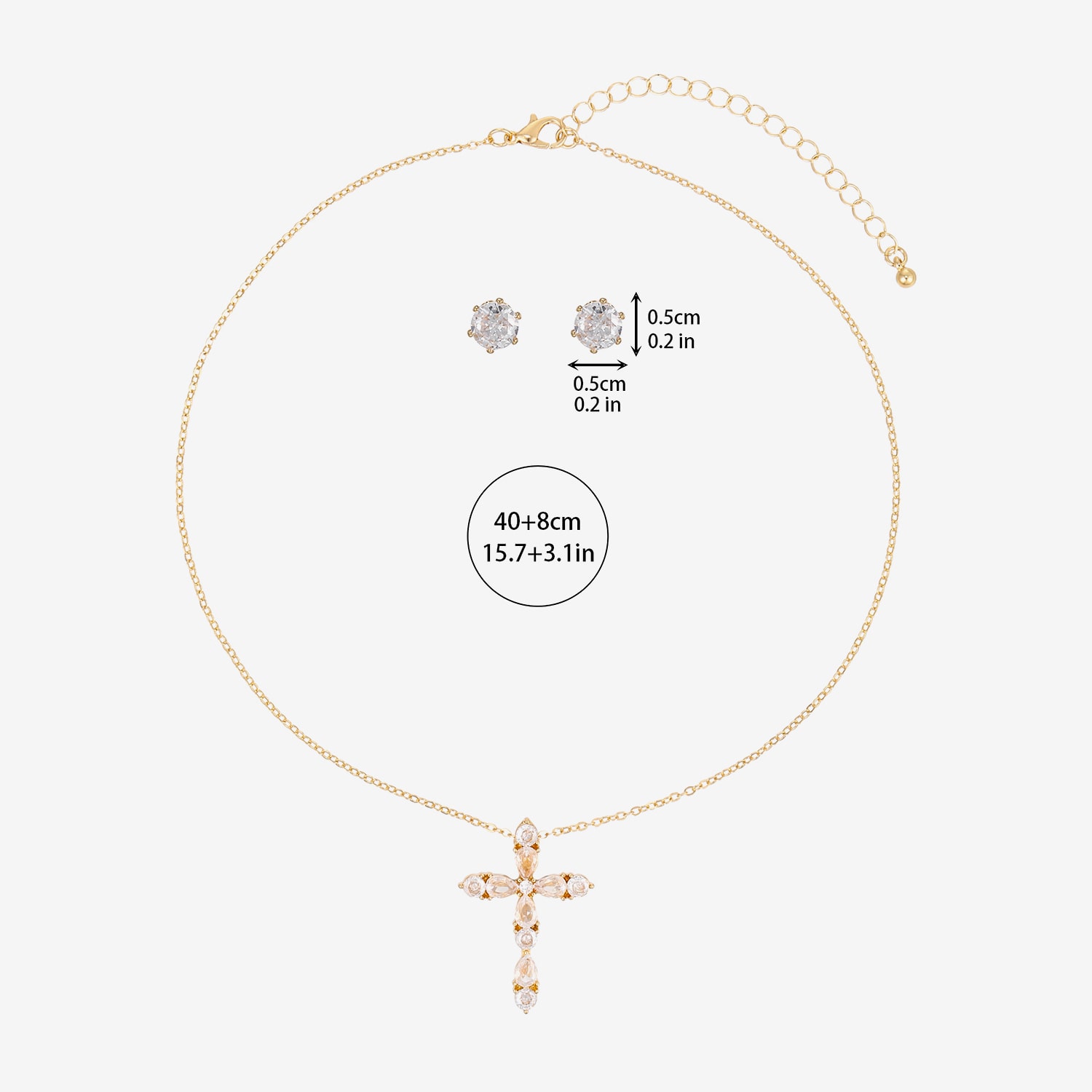 Womens Simulated Cubic Zirconia Cross 2-pc. Necklace Set