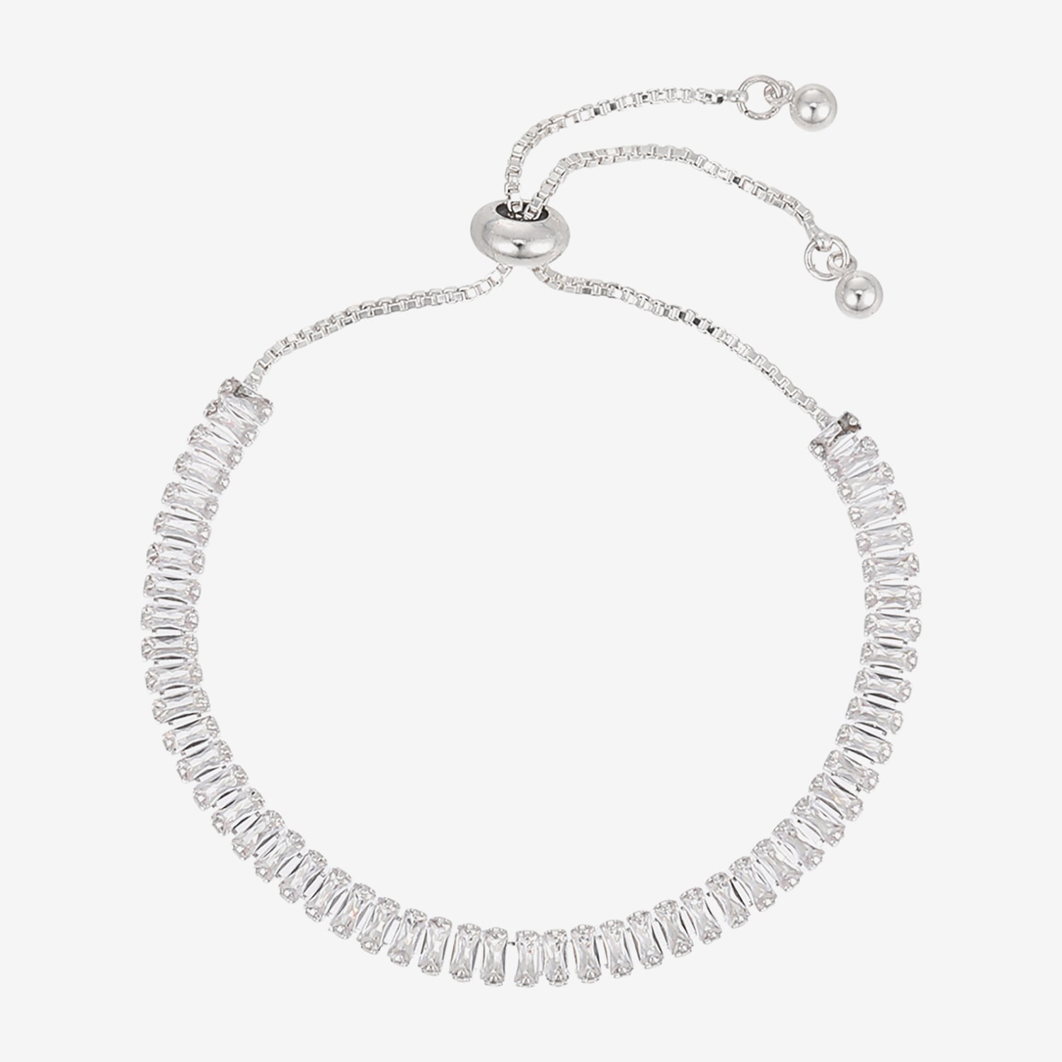 Womens Simulated Cubic Zirconia Bolo Bracelet