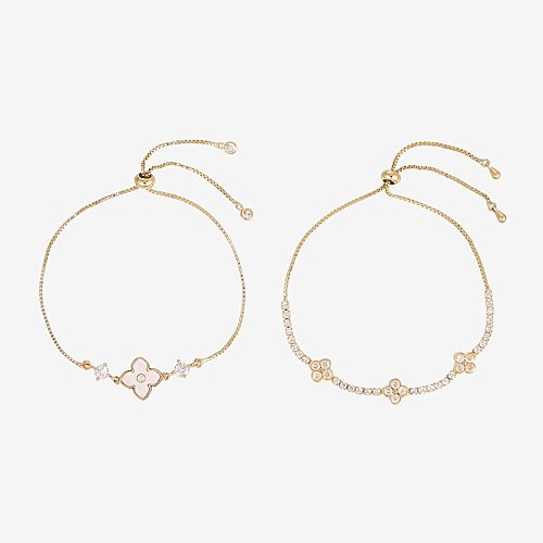 Sloan Hudson Womens Gold Plated 2-pc. Cubic Zirconia Bracelet Set, One Size, Yellow