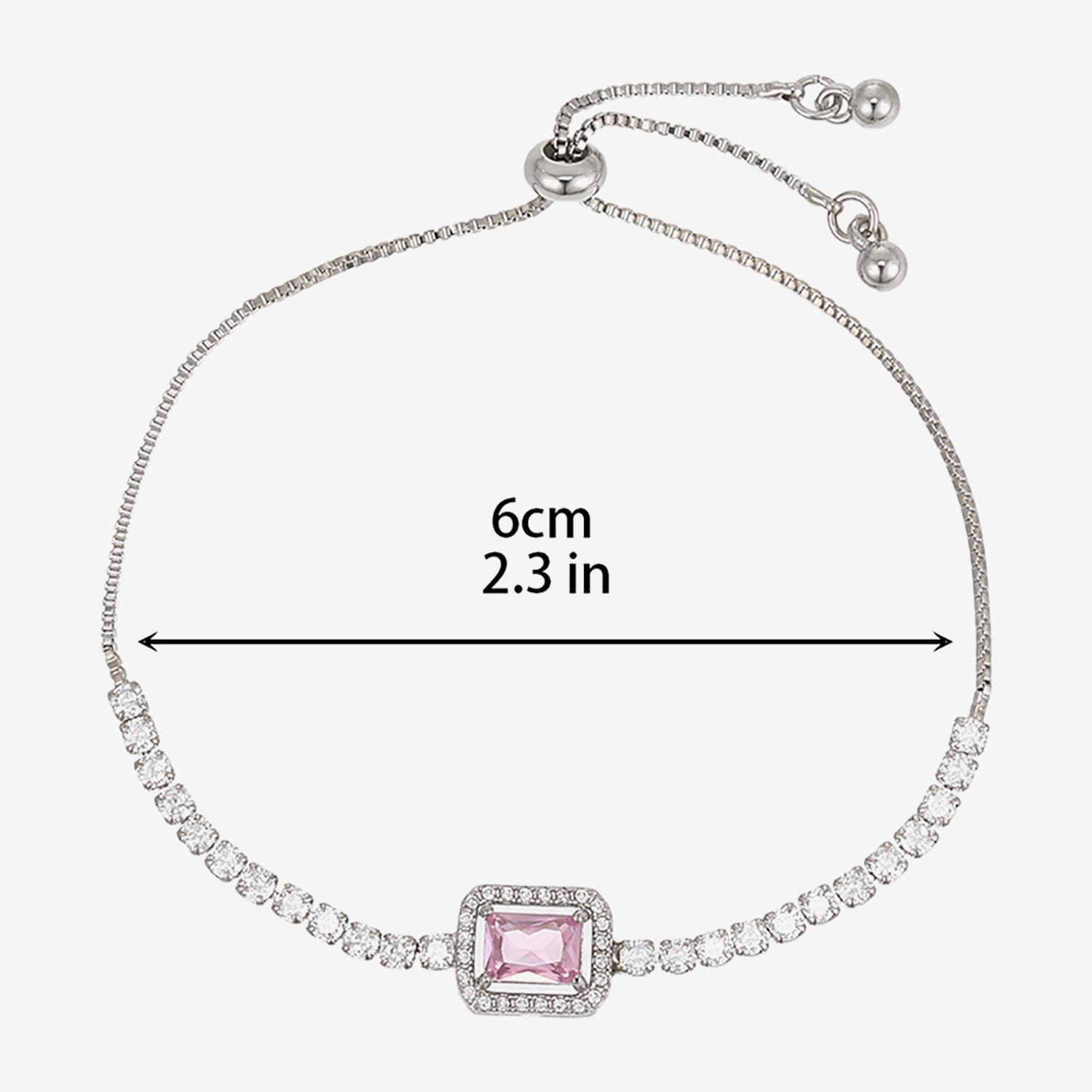 Womens Simulated Cubic Zirconia Round Bolo Bracelet