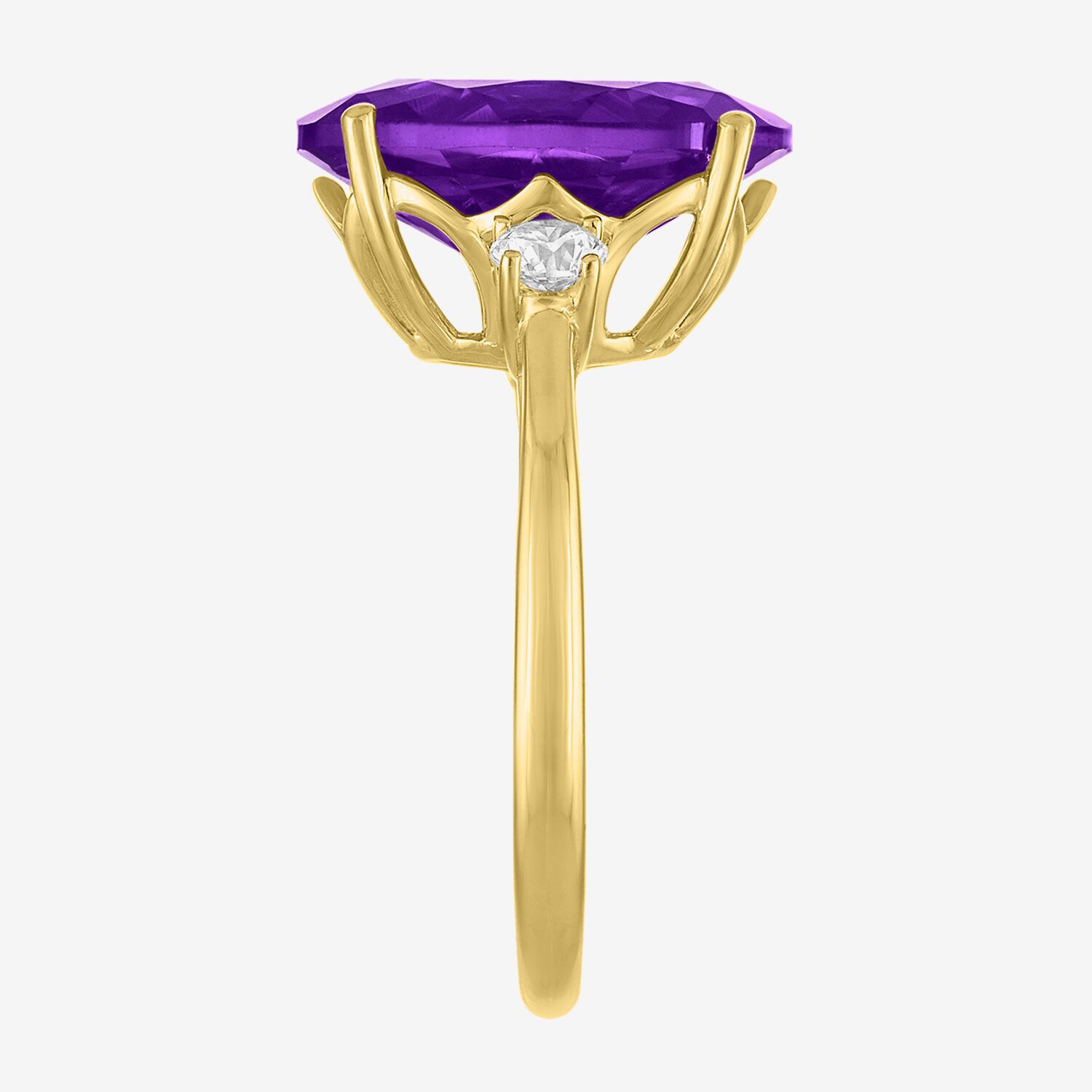 G-H/Si2-I1) Womens 1/4 CT. T.W. Gemstone 10K Gold Oval 3-Stone Cocktail Ring