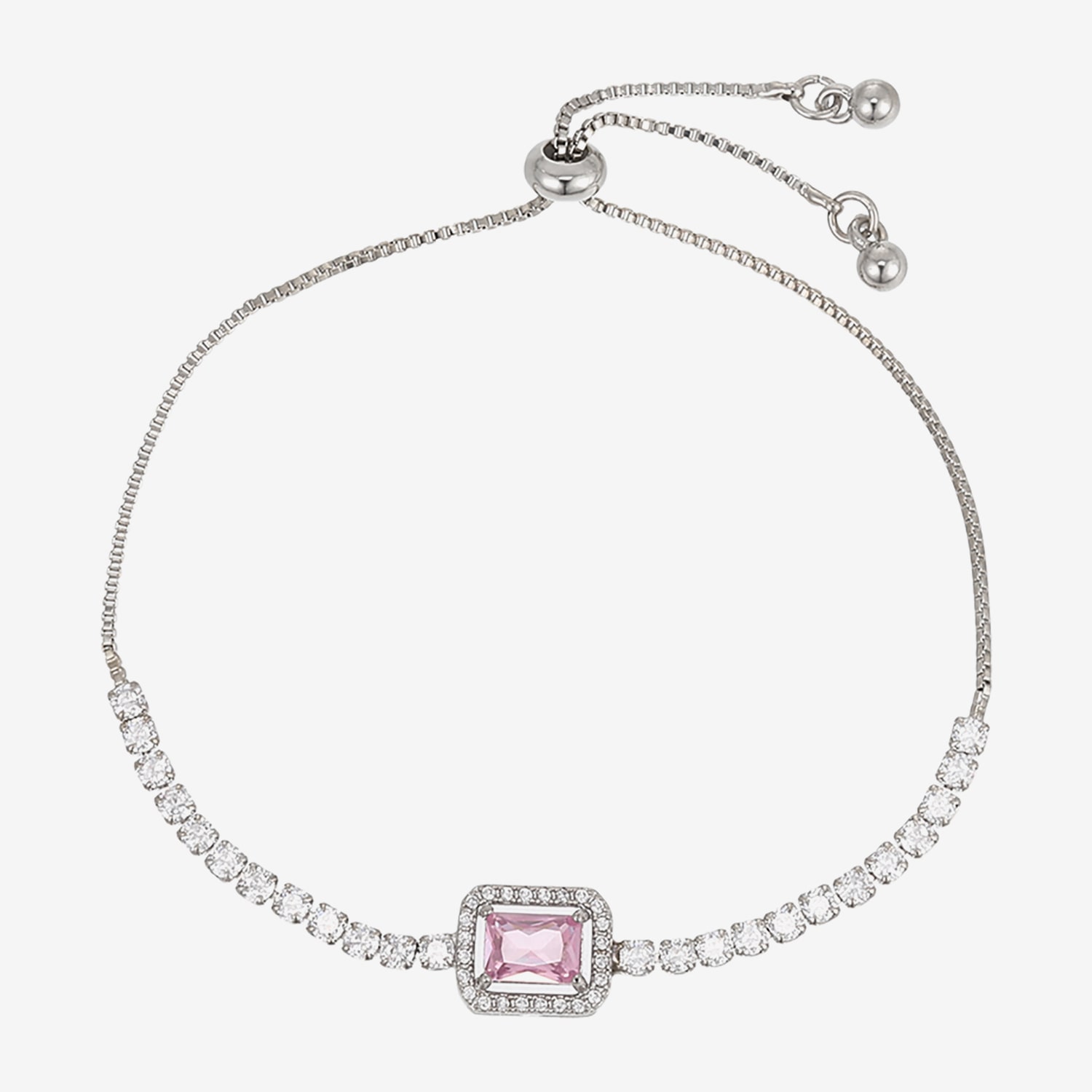 Womens Simulated Cubic Zirconia Round Bolo Bracelet