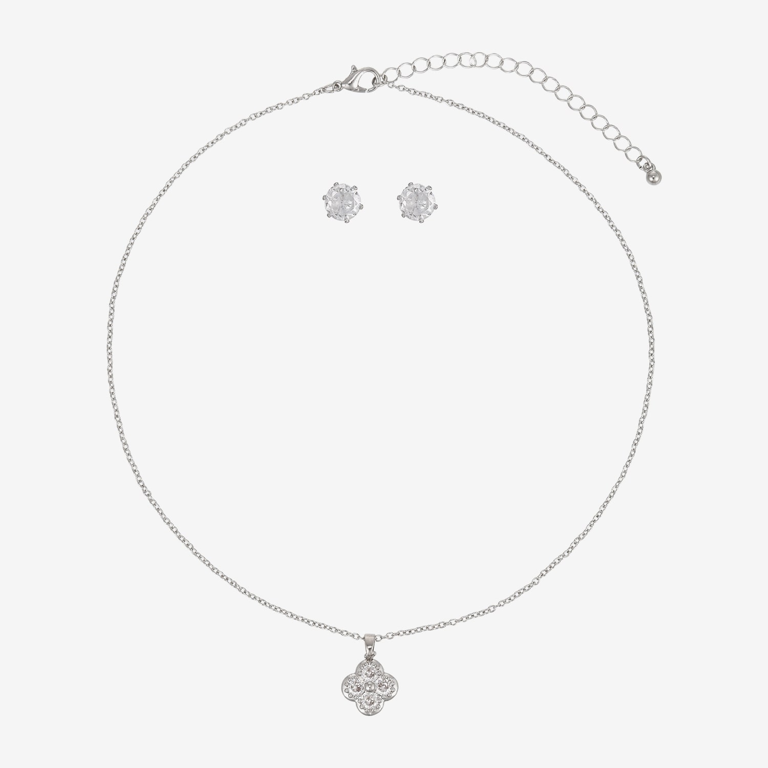Womens Simulated Cubic Zirconia Clover 2-pc. Necklace Set