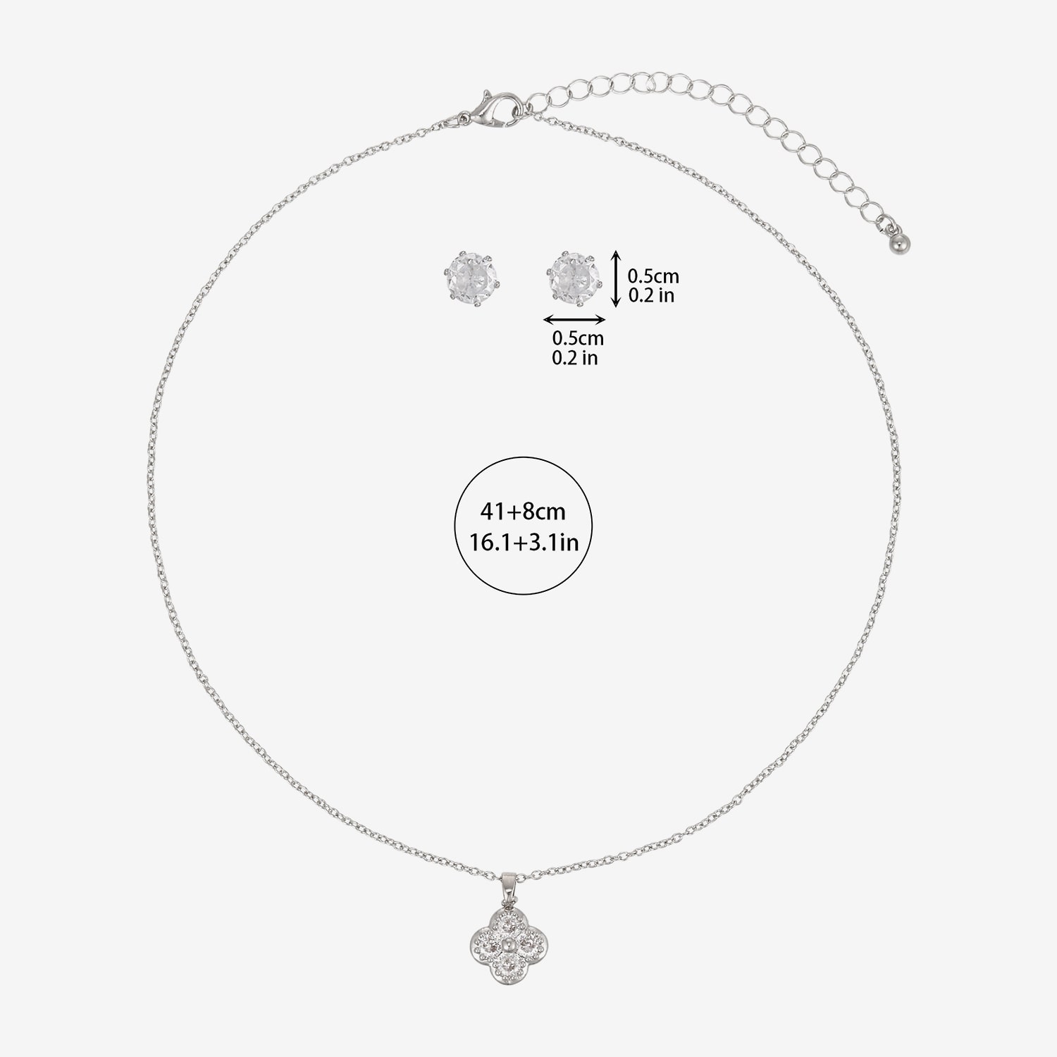 Womens Simulated Cubic Zirconia Clover 2-pc. Necklace Set