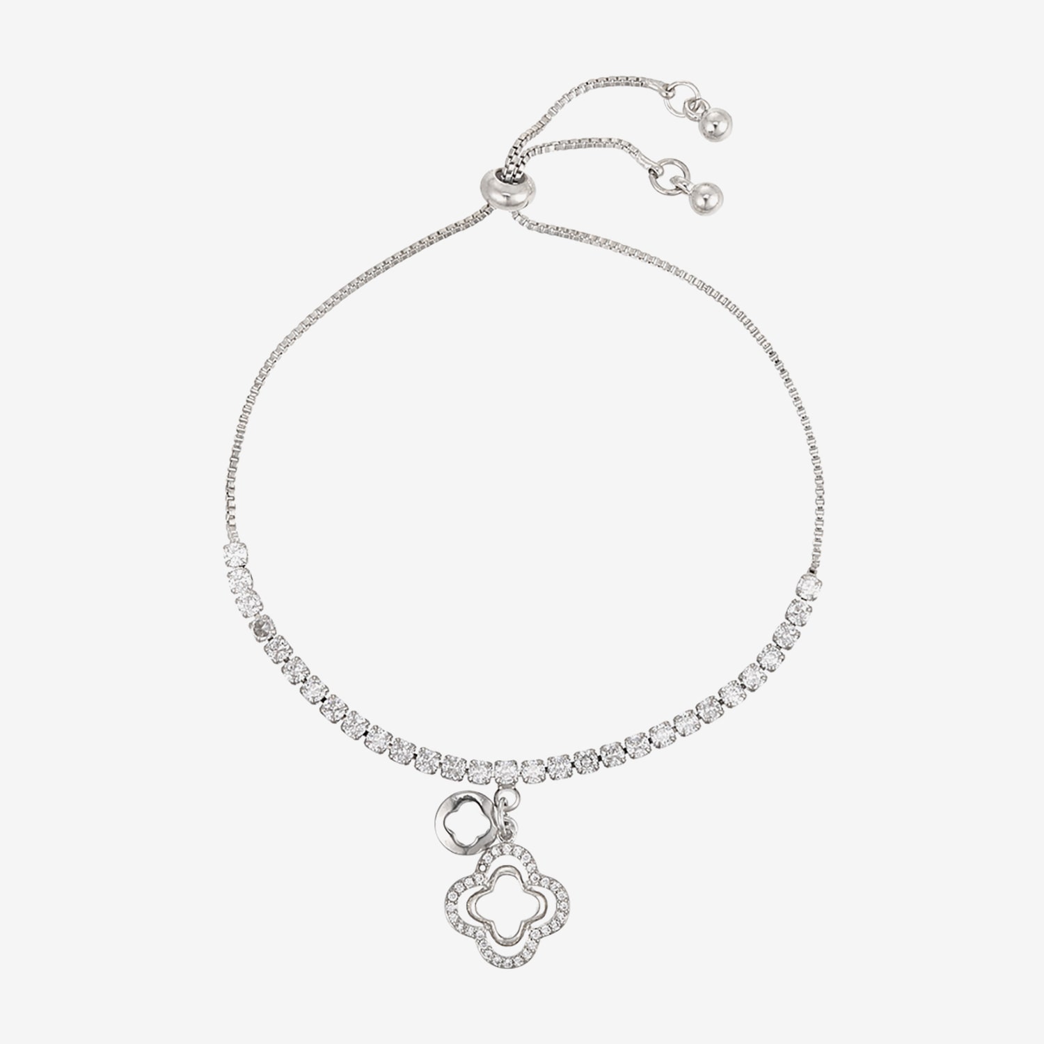Womens Simulated Cubic Zirconia Round Bolo Bracelet
