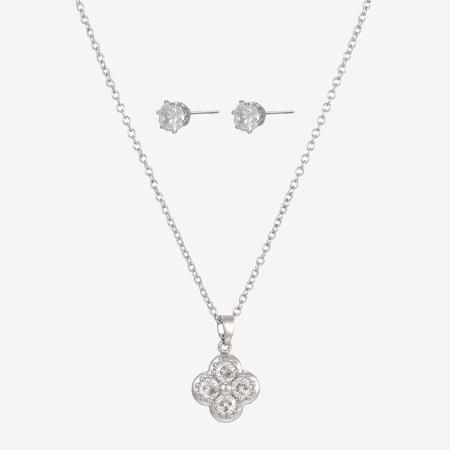 Womens Simulated Cubic Zirconia Clover 2-pc. Necklace Set