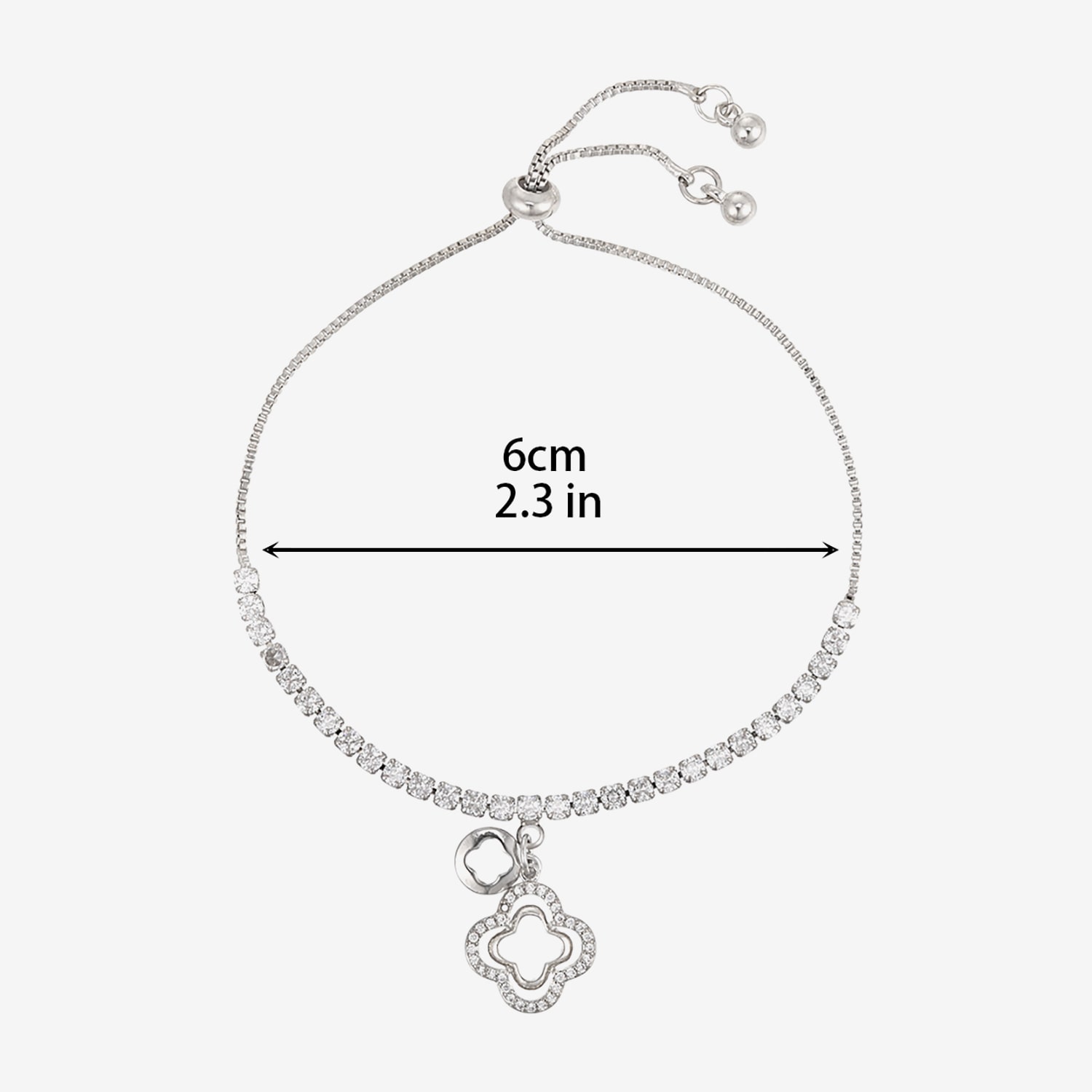 Womens Simulated Cubic Zirconia Round Bolo Bracelet