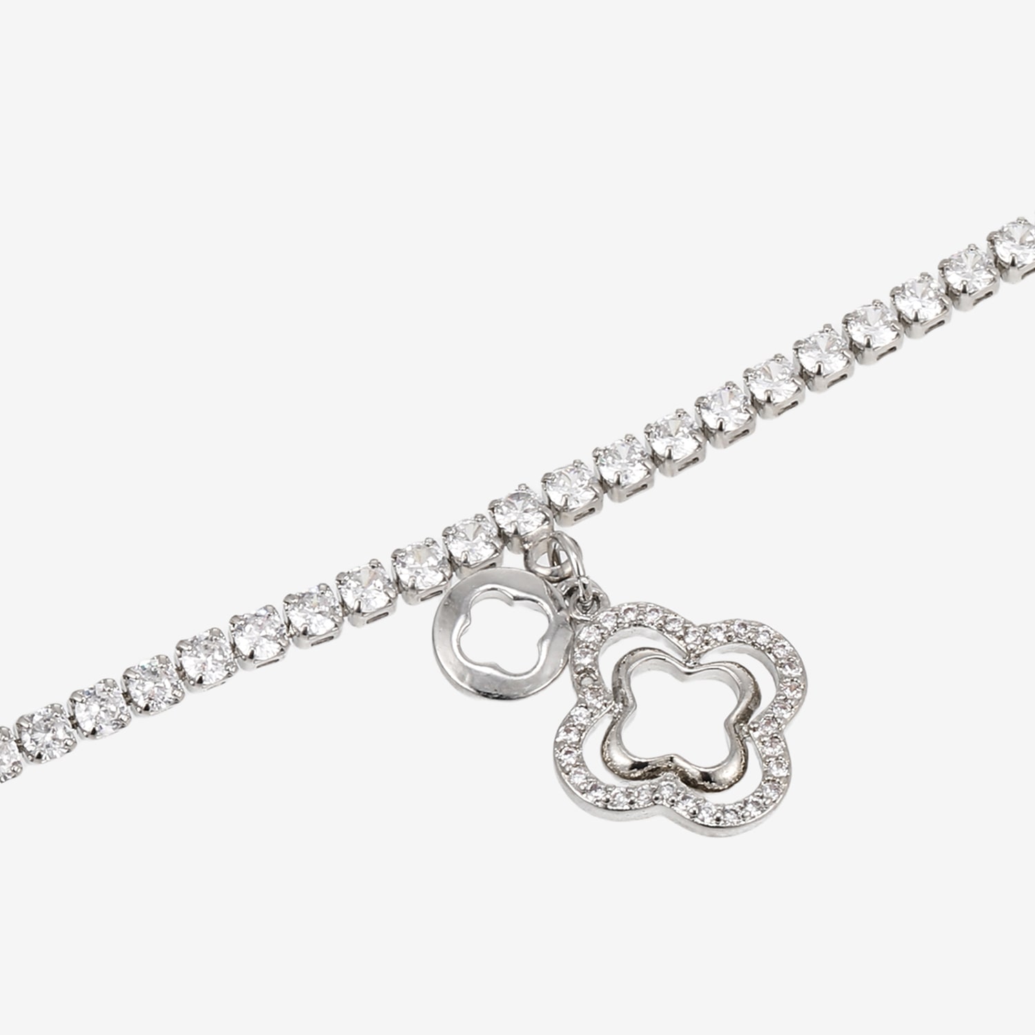 Womens Simulated Cubic Zirconia Round Bolo Bracelet