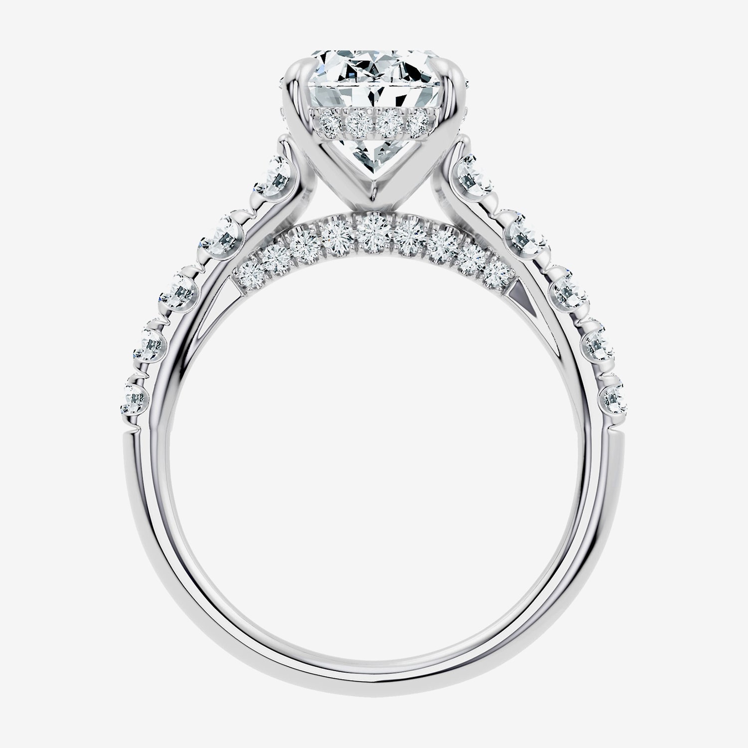 G / Vs2-Si1) Womens 4 CT. T.W. Lab Grown White Diamond 10K Gold Oval Side Stone Engagement Ring