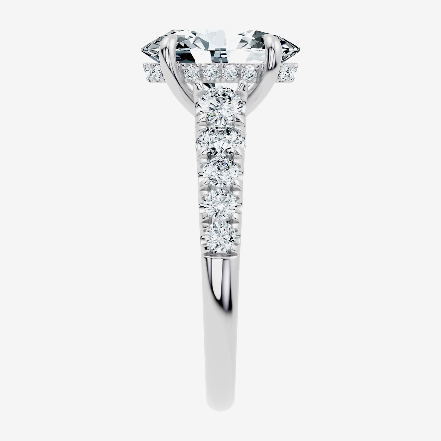 G / Vs2-Si1) Womens 4 CT. T.W. Lab Grown White Diamond 10K Gold Oval Side Stone Engagement Ring