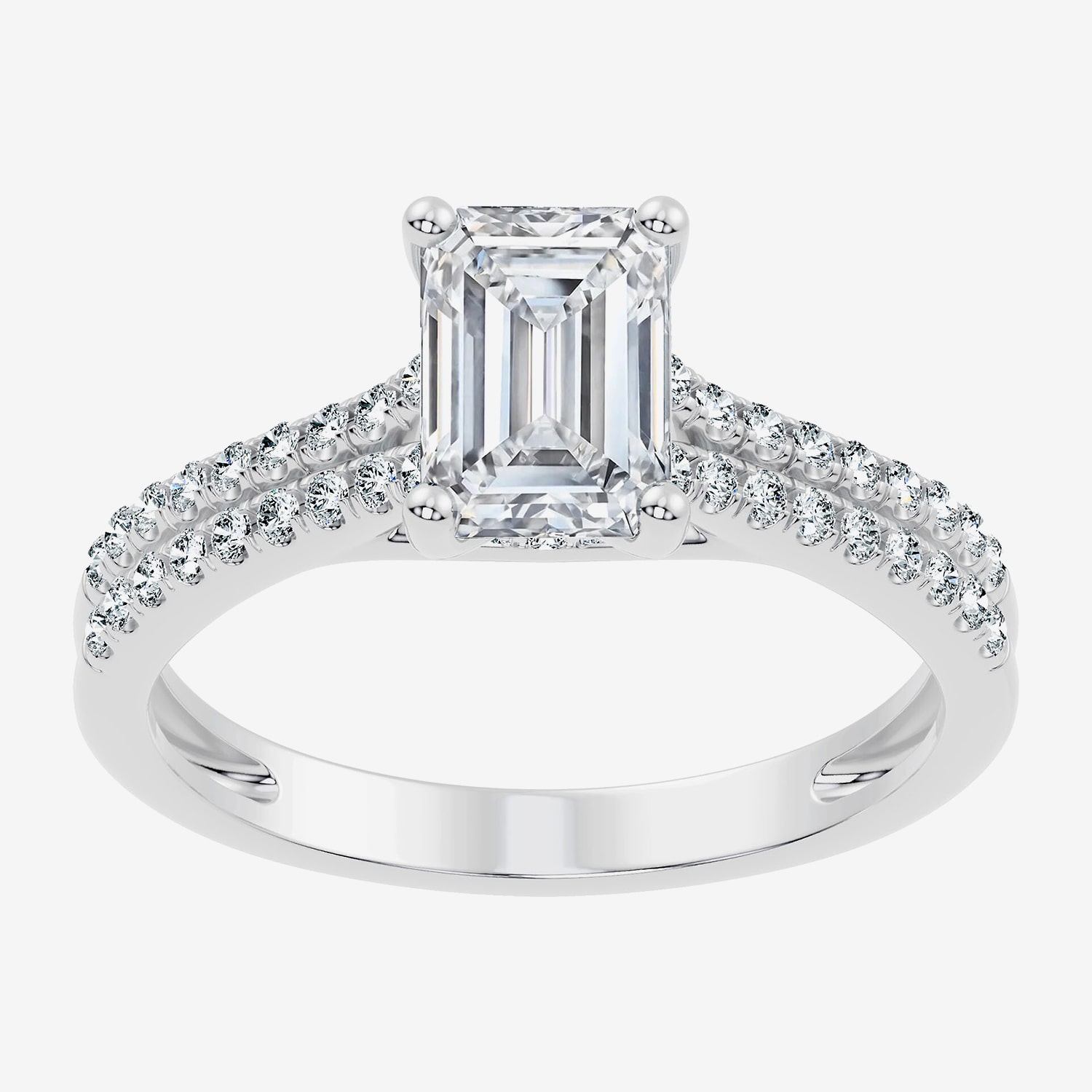 G / Vs2-Si1) Womens 1/3 CT. T.W. Lab Grown White Diamond 10K Gold Side Stone Engagement Ring