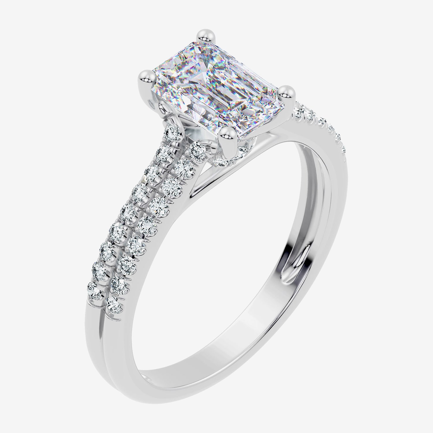 G / Vs2-Si1) Womens 1/3 CT. T.W. Lab Grown White Diamond 10K Gold Side Stone Engagement Ring