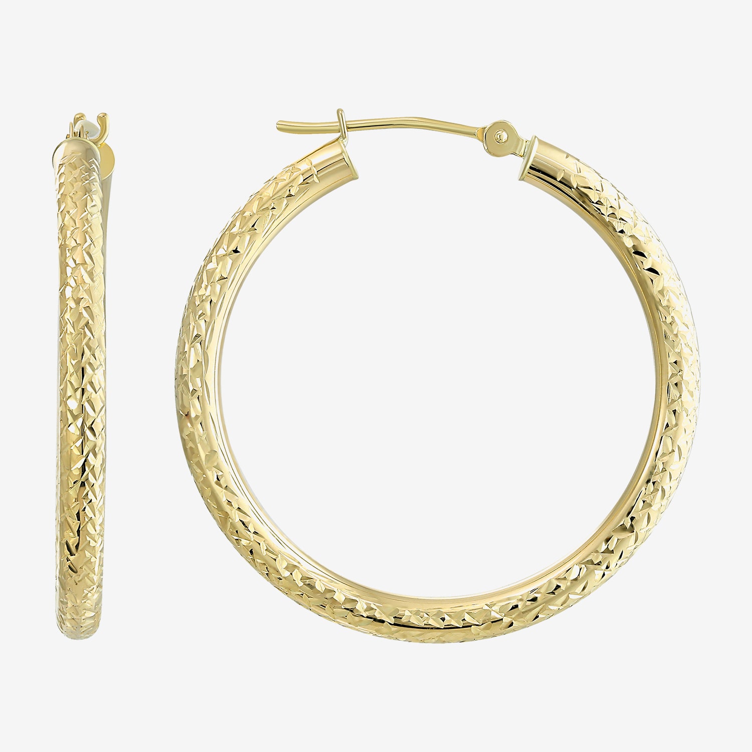 Womens 14K Gold 30mm Hoop Earrings