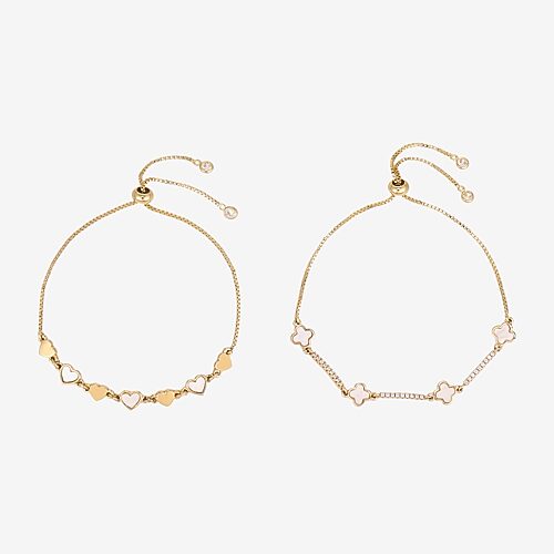 Sloan Hudson Womens Gold Plated 2-pc. Cubic Zirconia Bracelet Set, One Size, Yellow
