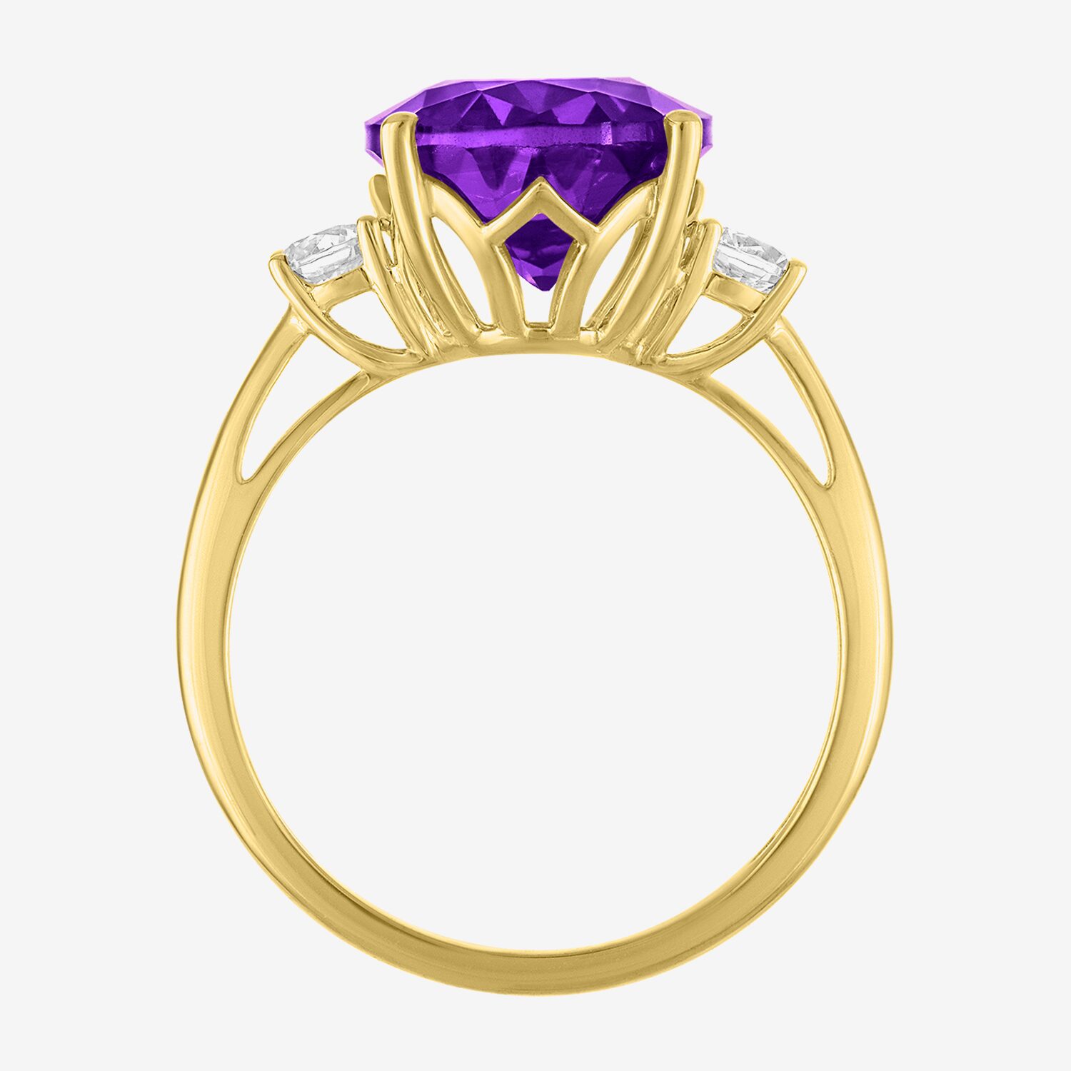 G-H/Si2-I1) Womens 1/4 CT. T.W. Gemstone 10K Gold Oval 3-Stone Cocktail Ring
