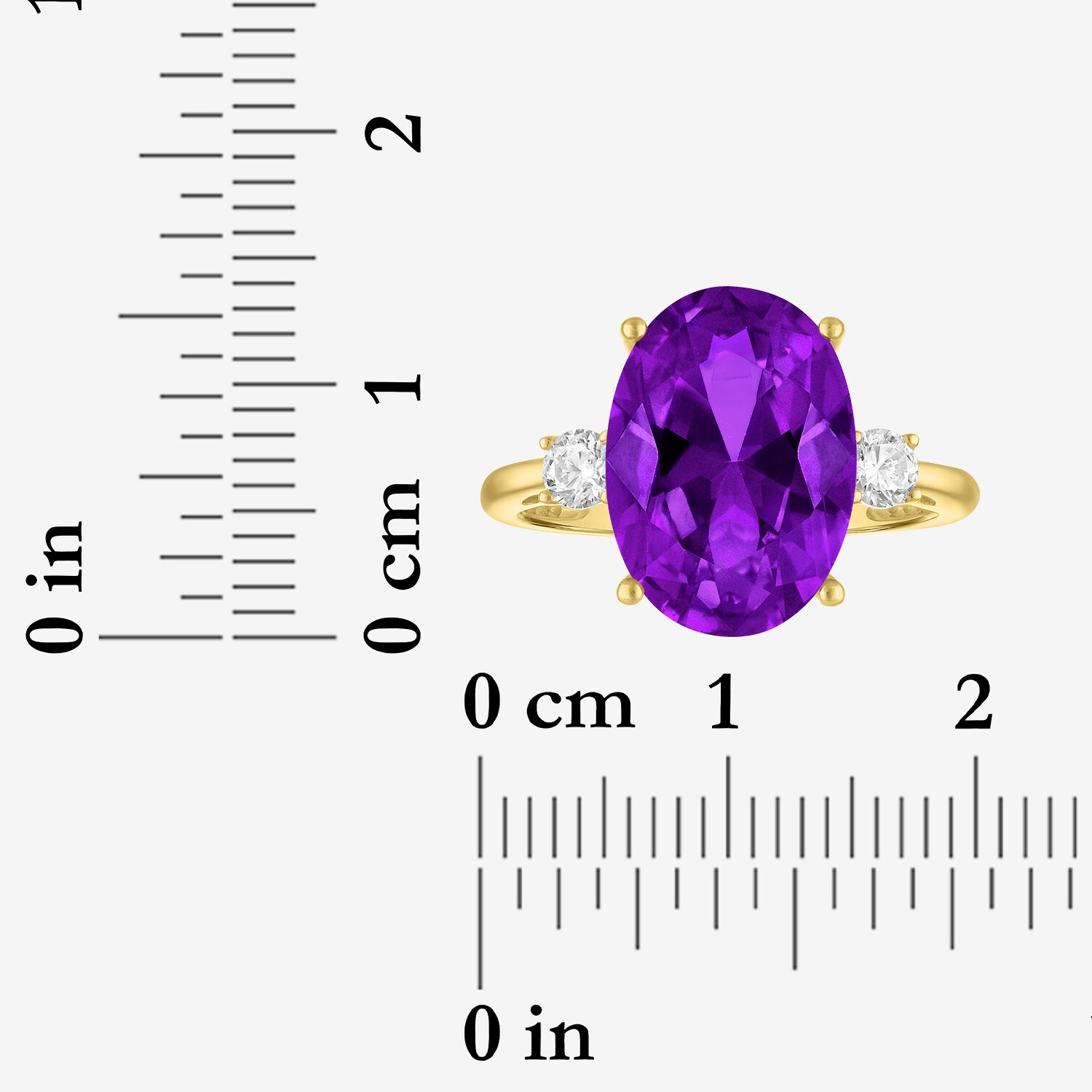 G-H/Si2-I1) Womens 1/4 CT. T.W. Gemstone 10K Gold Oval 3-Stone Cocktail Ring