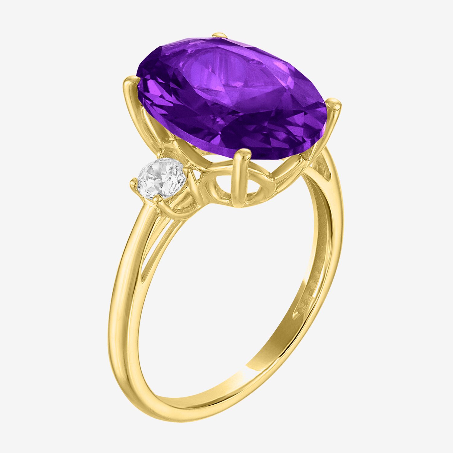 G-H/Si2-I1) Womens 1/4 CT. T.W. Gemstone 10K Gold Oval 3-Stone Cocktail Ring