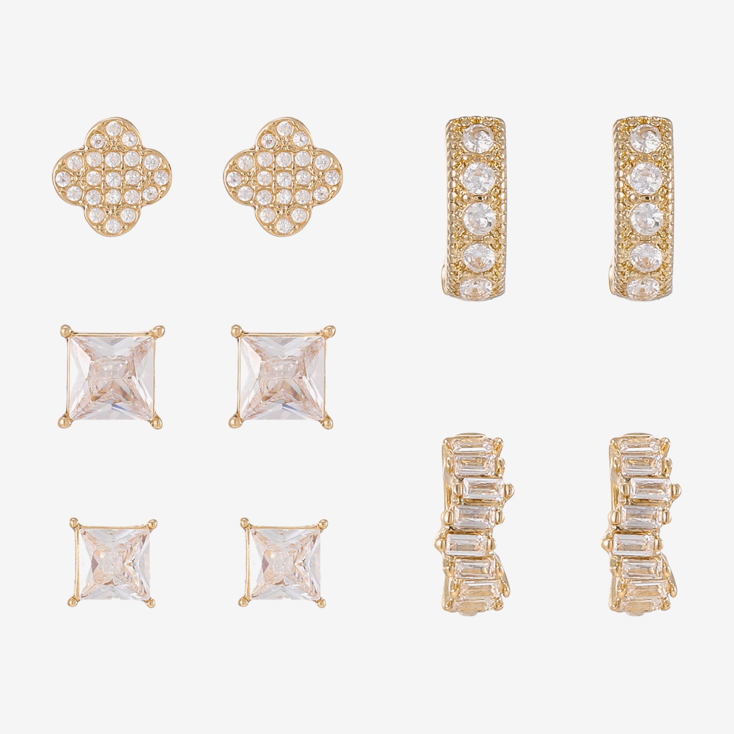 Womens Simulated Cubic Zirconia 5 Pair Earring Set