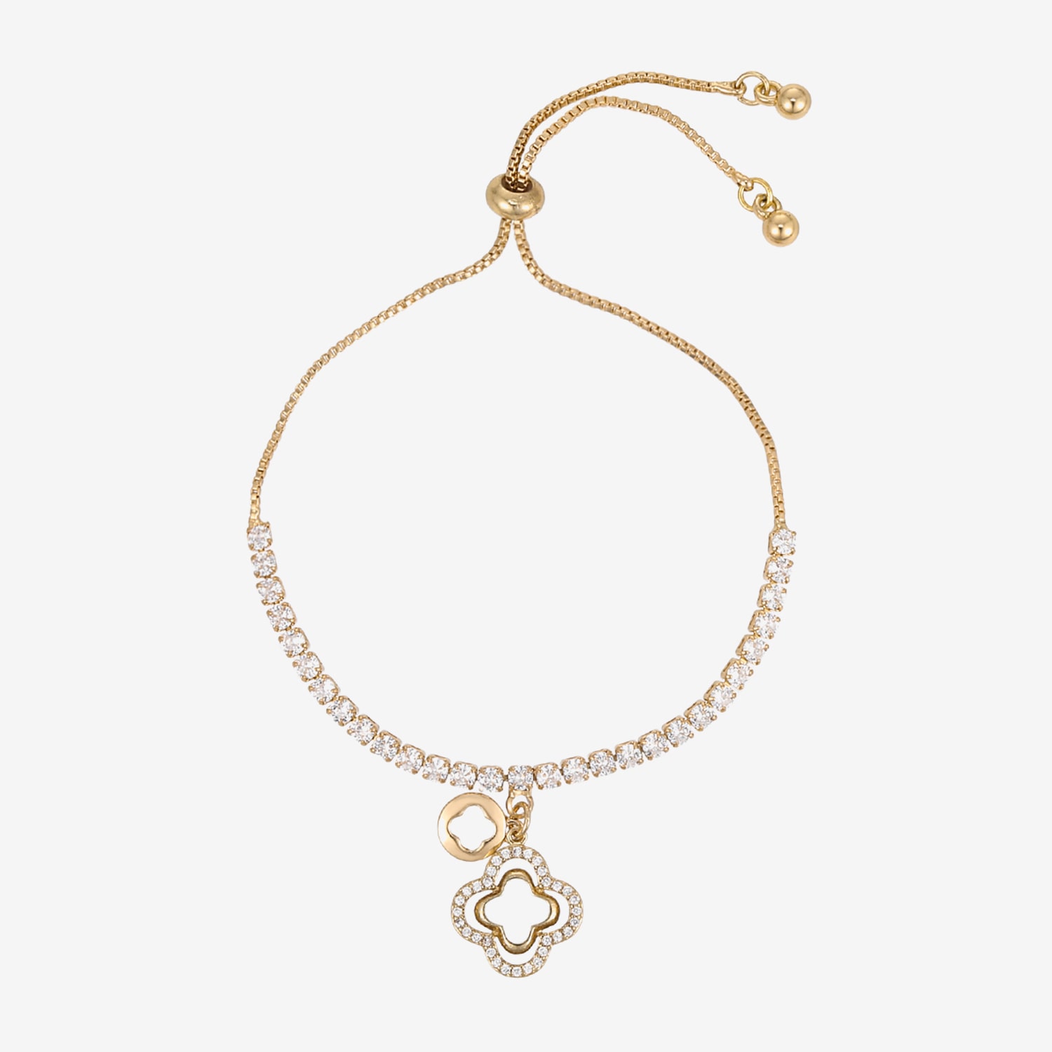 Womens Simulated Cubic Zirconia Round Bolo Bracelet
