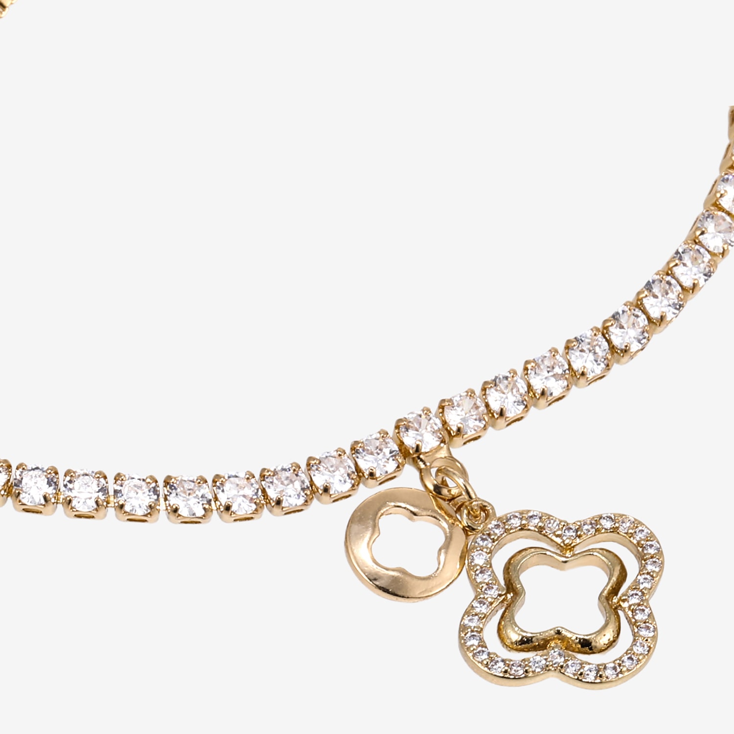 Womens Simulated Cubic Zirconia Round Bolo Bracelet