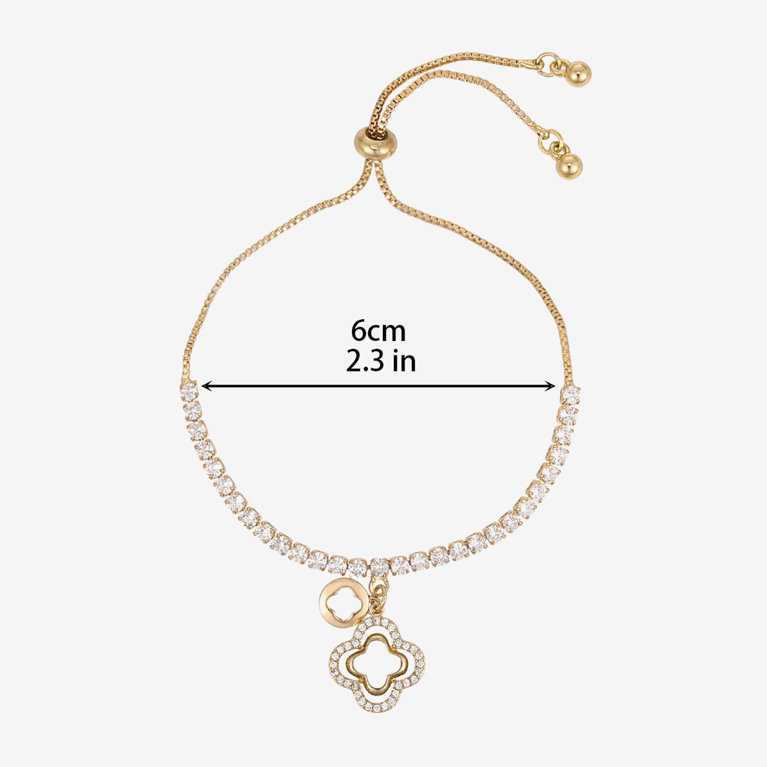 Womens Simulated Cubic Zirconia Round Bolo Bracelet