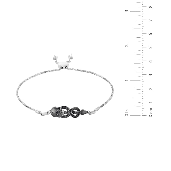 Harry Potter (F / Si2) Womens Diamond Accent Genuine Black Spinel Sterling Silver Harry Potter Bolo Bracelet