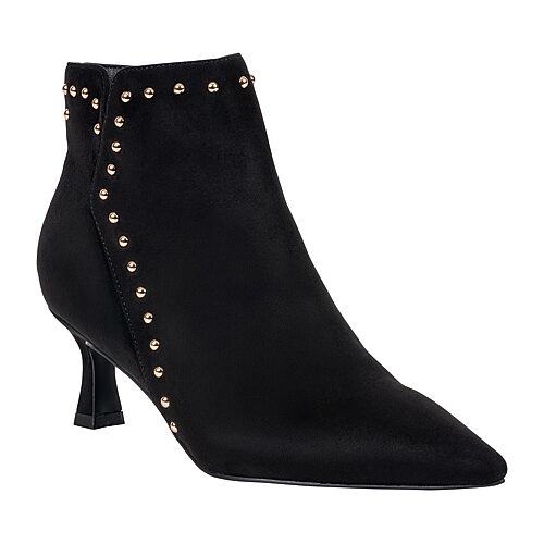 Gc Shoes Women's Ivette Faux Suede Kitten-Heel Pointed-Toe Studded Bootie - Black