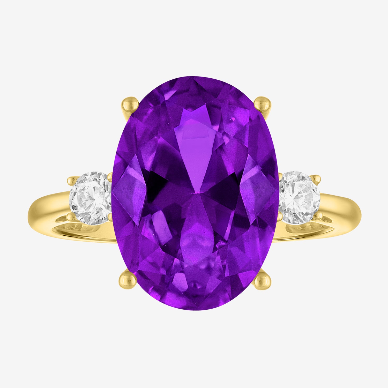 G-H/Si2-I1) Womens 1/4 CT. T.W. Gemstone 10K Gold Oval 3-Stone Cocktail Ring