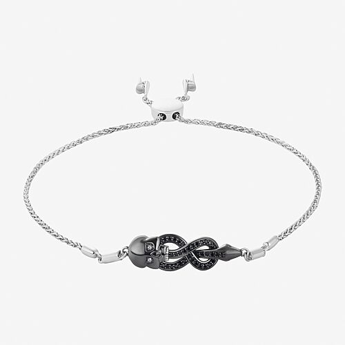 Harry Potter (F / Si2) Womens Diamond Accent Genuine Black Spinel Sterling Silver Harry Potter Bolo Bracelet, One Size, Black