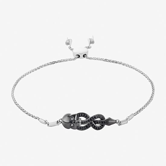 Harry Potter (F / Si2) Womens Diamond Accent Genuine Black Spinel Sterling Silver Harry Potter Bolo Bracelet