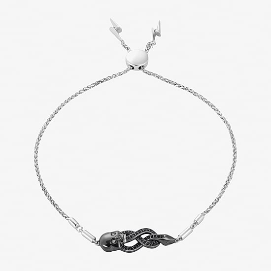 Harry Potter (F / Si2) Womens Diamond Accent Genuine Black Spinel Sterling Silver Harry Potter Bolo Bracelet