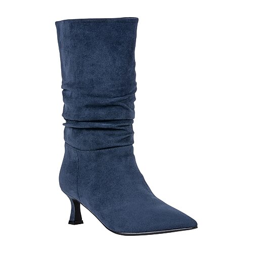 GC Shoes Womens Gina Block Heel Dress Boots, 10 Medium, Blue