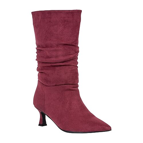 GC Shoes Womens Gina Block Heel Dress Boots, 10 Medium, Red