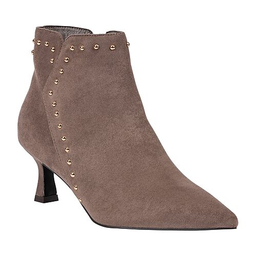 Gc Shoes Women's Ivette Faux Suede Kitten-Heel Pointed-Toe Studded Bootie - Taupe