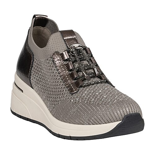 Gc Shoes Women's Eagan Stretch-Knit Wedge Rhinestone Sneakers - Pewter