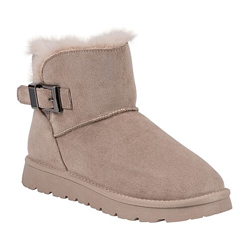 Gc Shoes Women's Hillrose Faux Fur Buckle Low Heel Ankle Booties - Sand