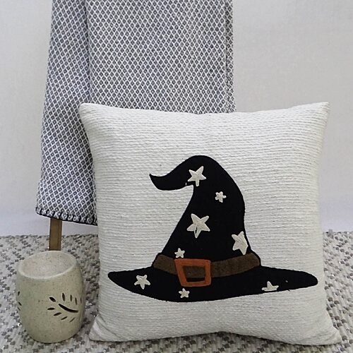 Vibhsa Harvest & Haunt Square Throw Pillow In Black