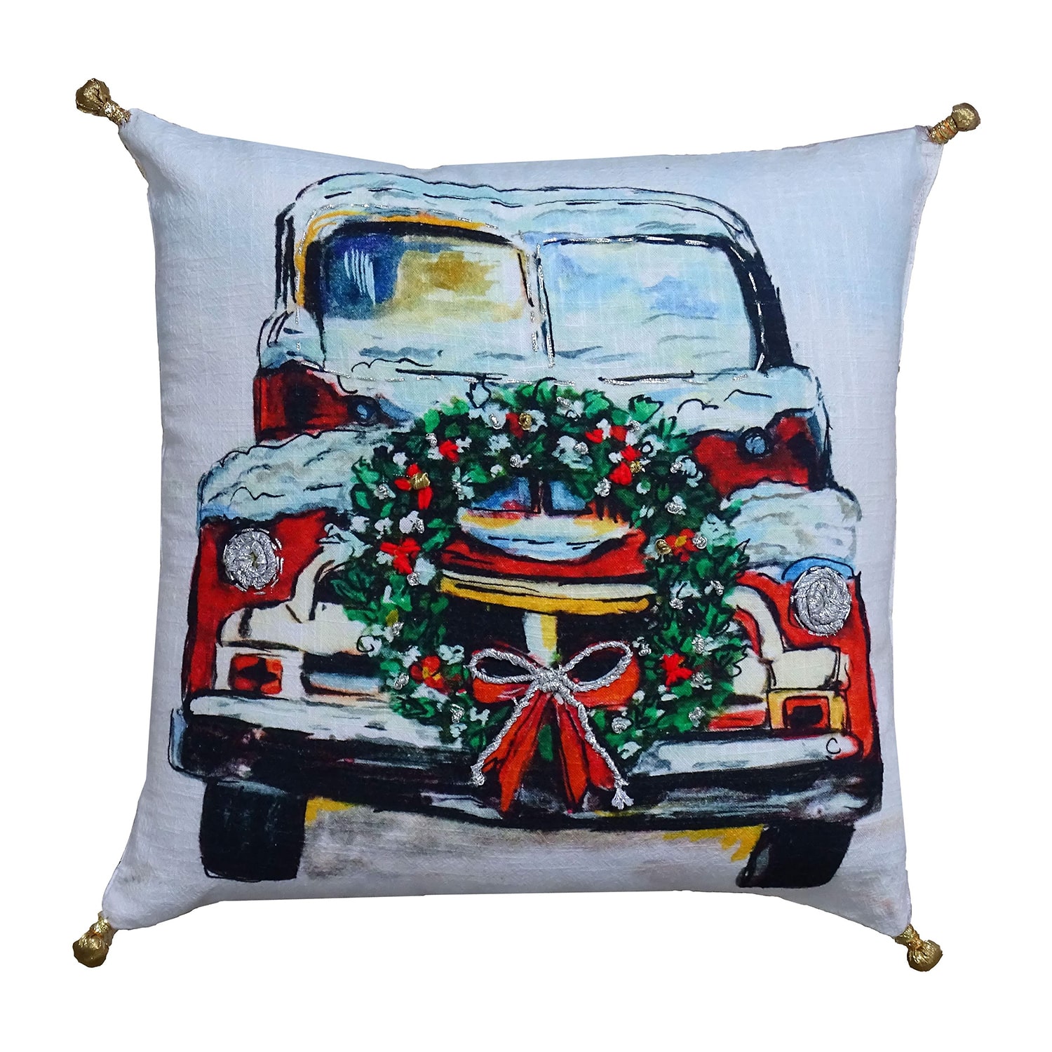 Vibhsa Holiday Cheer Square Throw Pillow