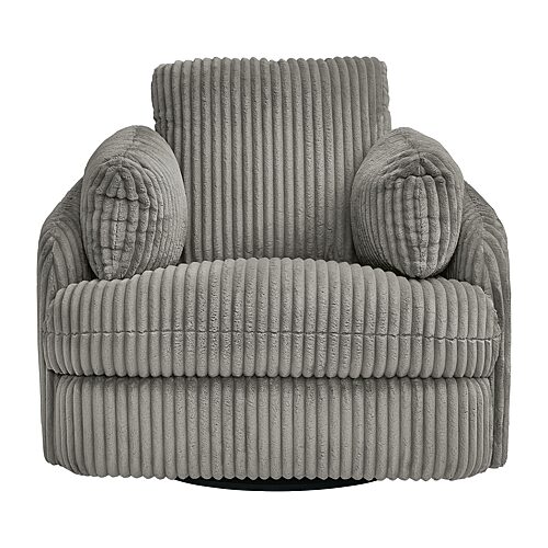 Signature Design by Ashley Tiffin Swivel Pad-Arm Recliner, One Size, Gray
