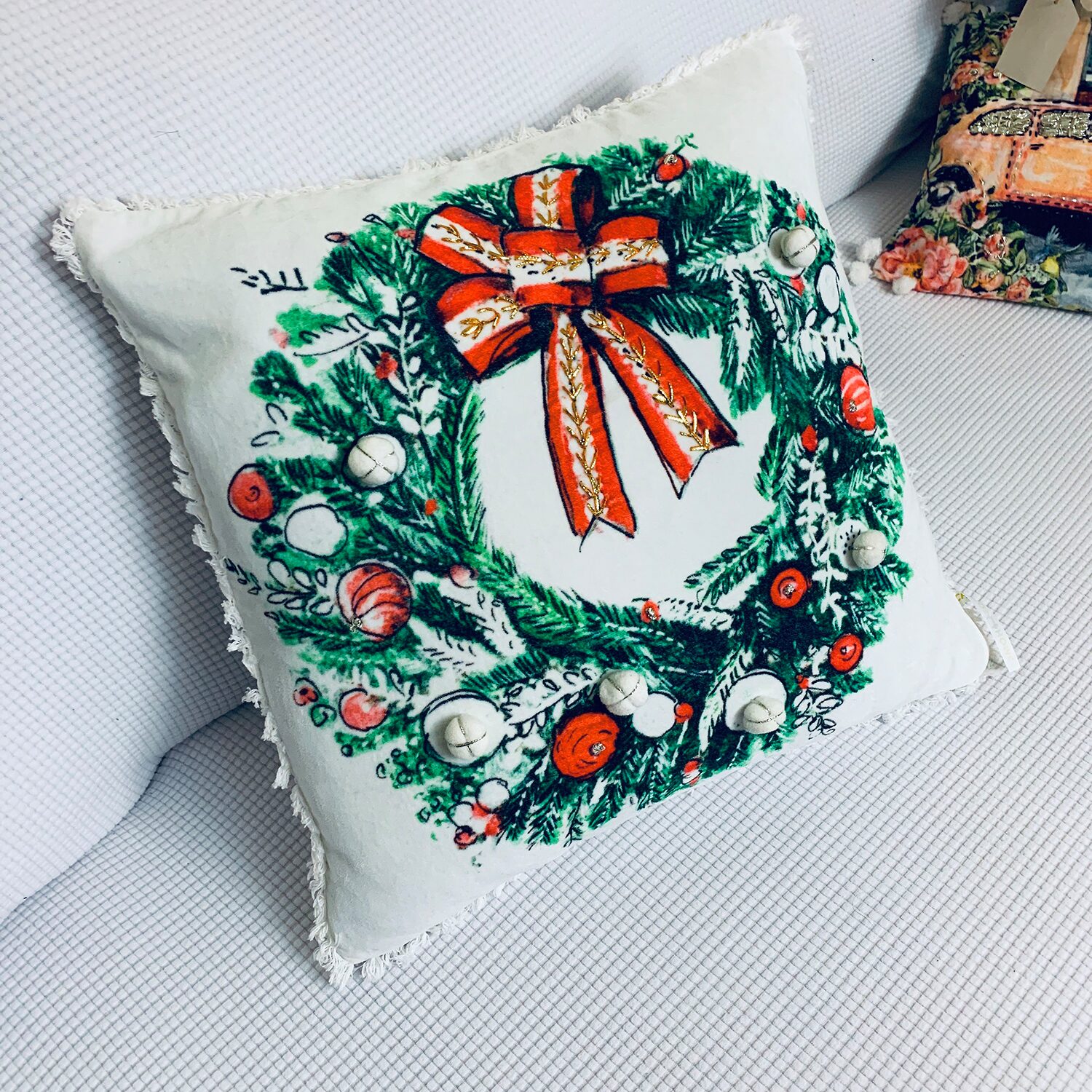 Vibhsa Holiday Cheer Square Throw Pillow