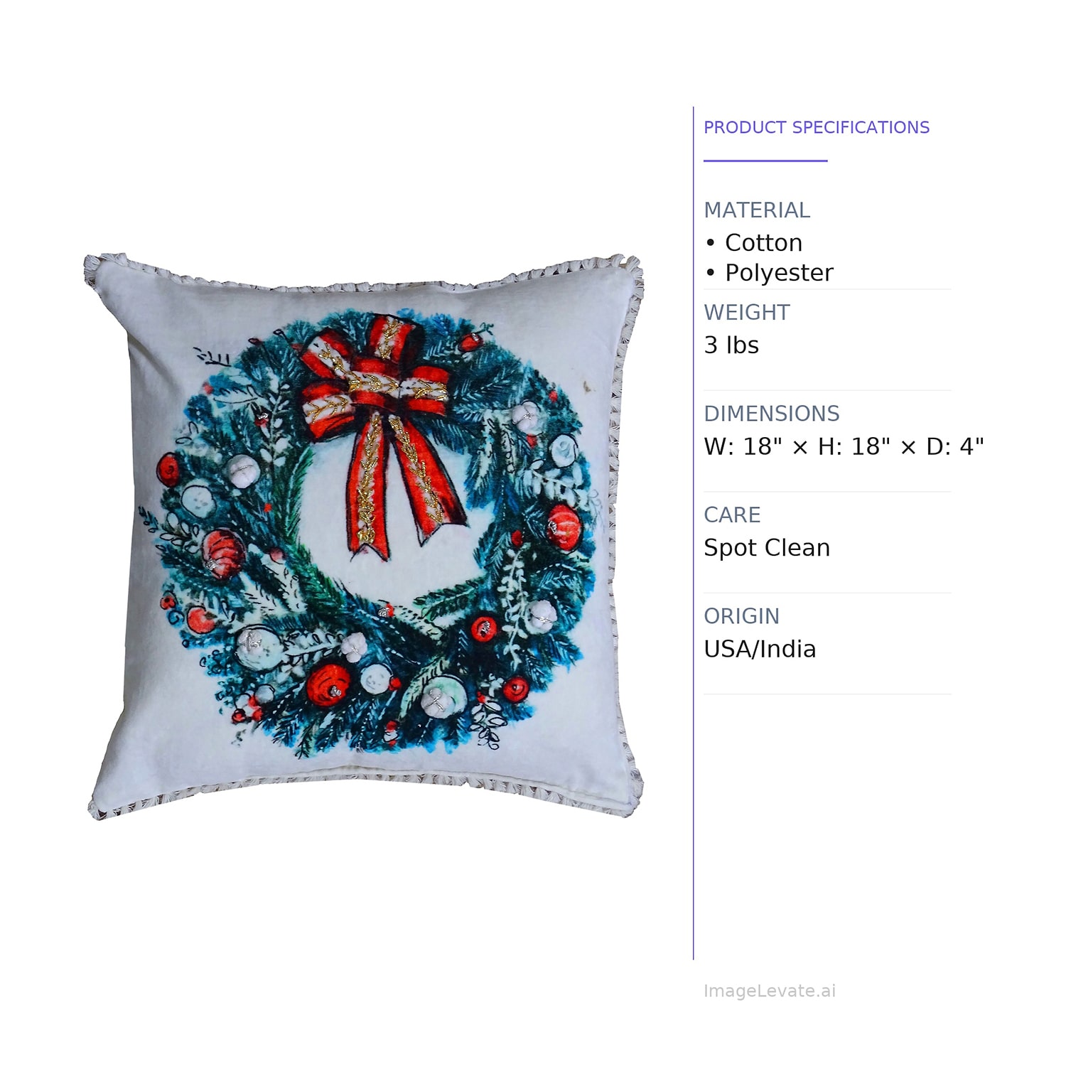 Vibhsa Holiday Cheer Square Throw Pillow