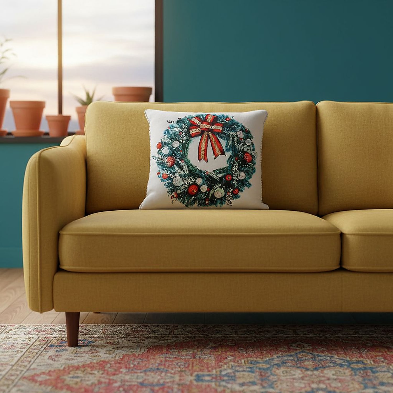 Vibhsa Holiday Cheer Square Throw Pillow