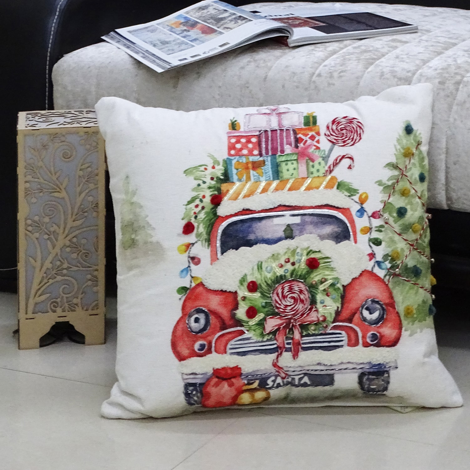 Vibhsa Holiday Cheer Square Throw Pillow