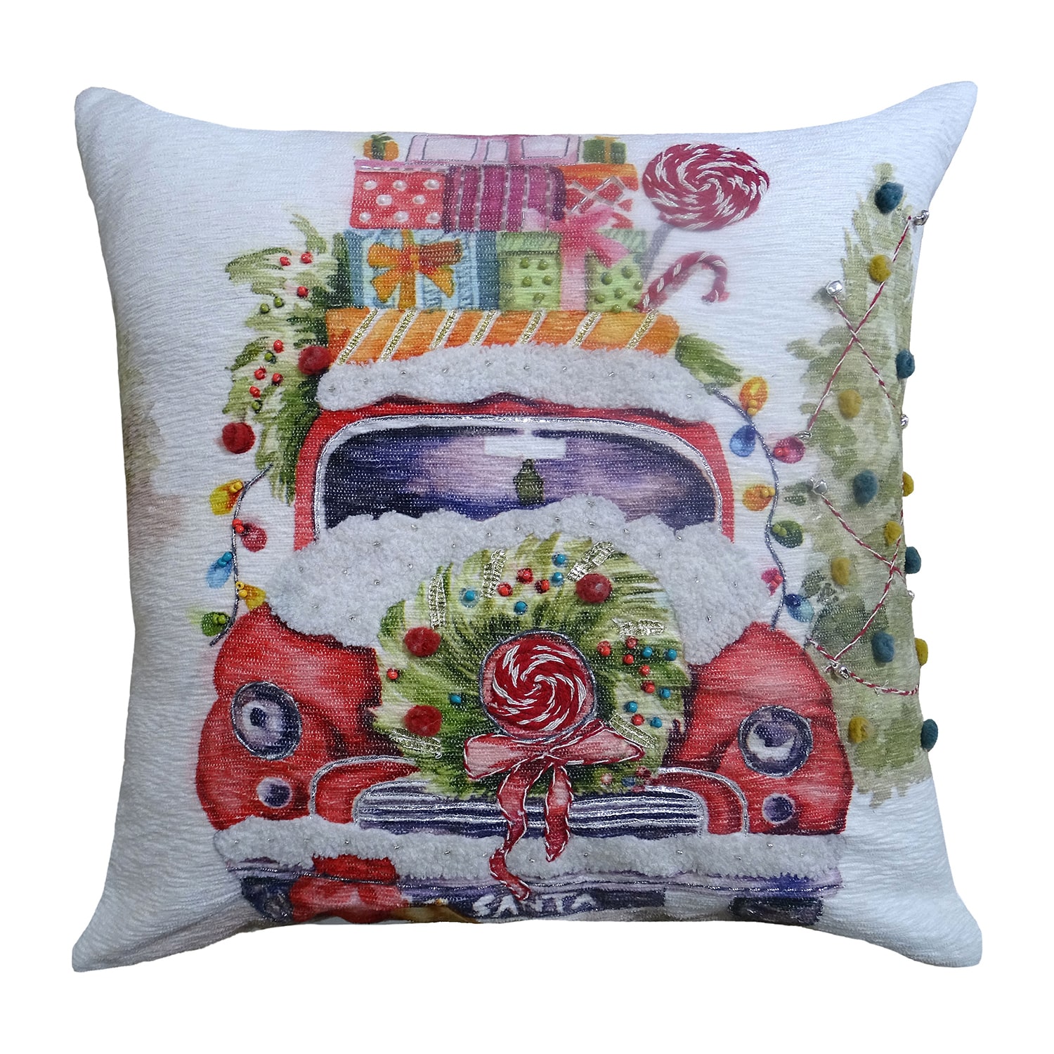 Vibhsa Holiday Cheer Square Throw Pillow