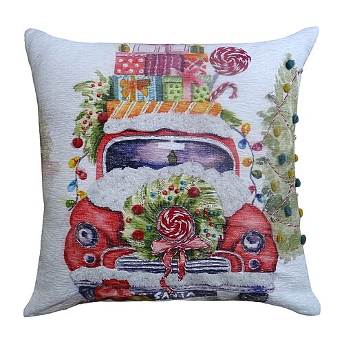Vibhsa Holiday Cheer Square Throw Pillow In Red