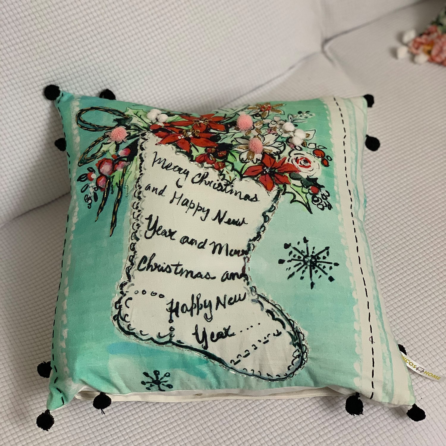 Vibhsa Holiday Cheer Square Throw Pillow